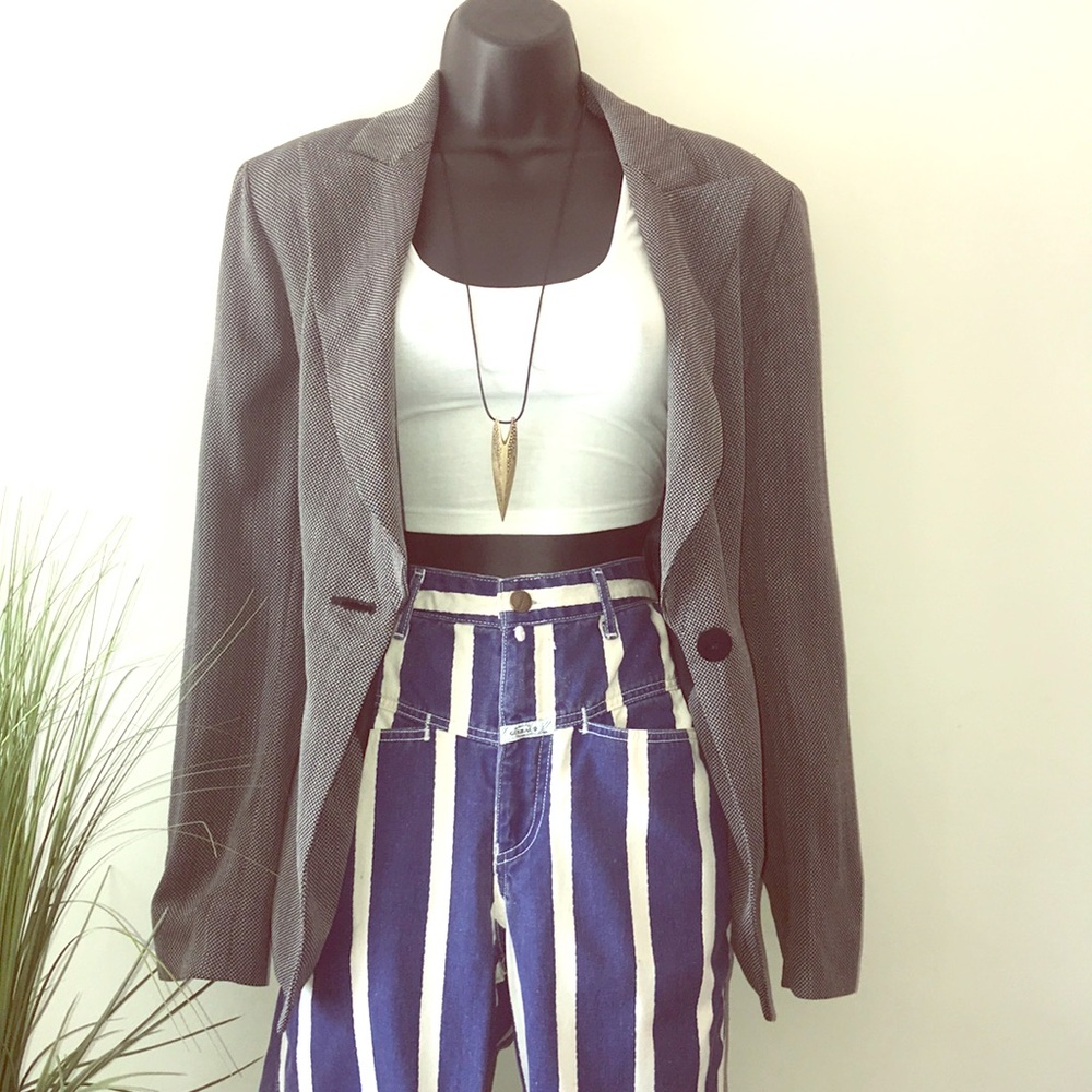 Anne Klein Grey & Black Check Blazer